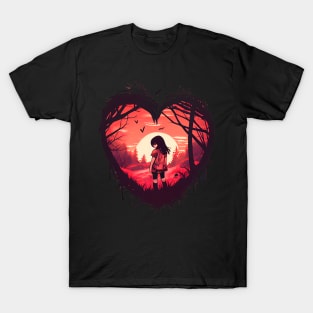 Anime Girl lost Love two Emblem T-Shirt